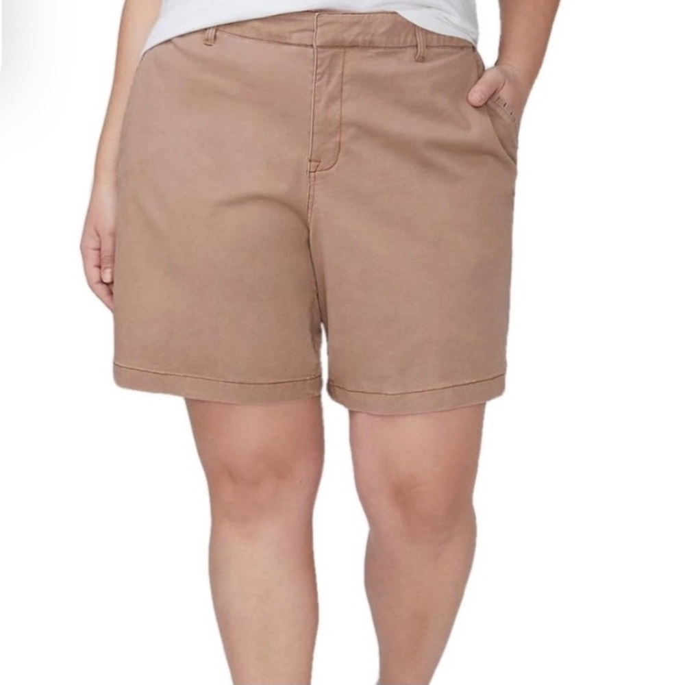 NWT LANE BRYANT Girlfriend Khaki Ruffle Trim Shorts